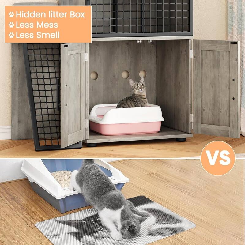 Litter Box Enclosure with Cat House