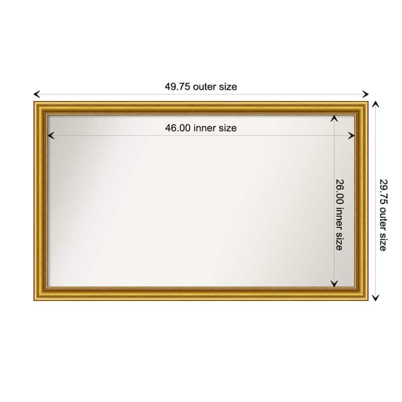 Townhouse Gold Framed Non-Beveled Custom Wall Mirror, Bathroom Vanity Mirror - Outer Size: 49.75 x 29.75