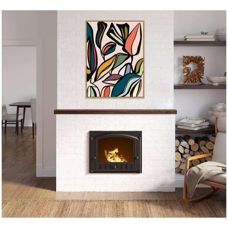 Kate and Laurel Fanciful Ficus Expansion by Alicia Bock Framed Canvas Wall Art Print