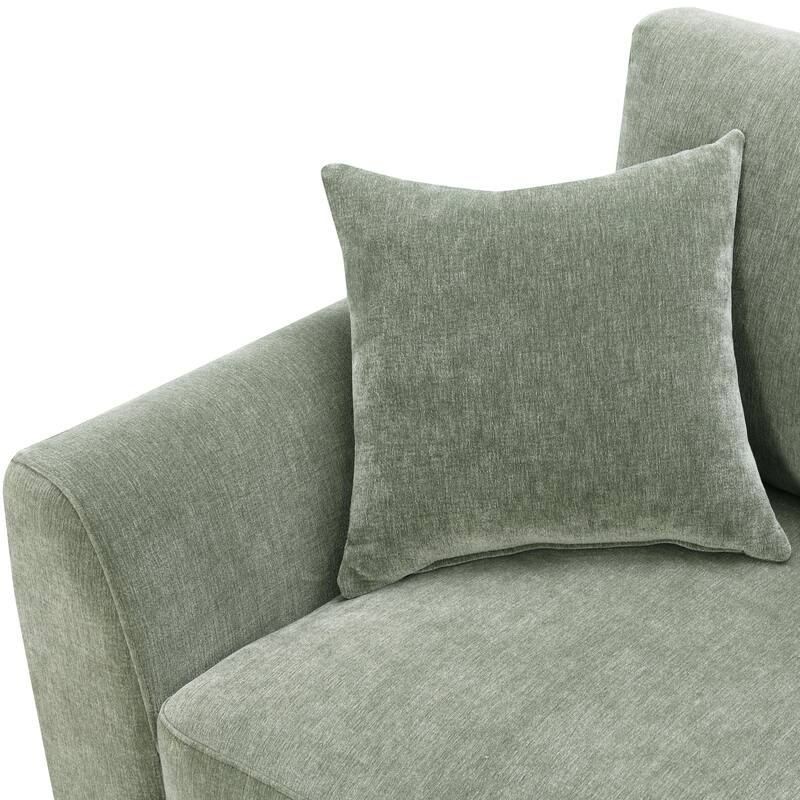 Furniture of America Lurek Mid Century Modern Chenille Sectional Sofa with Chaise.