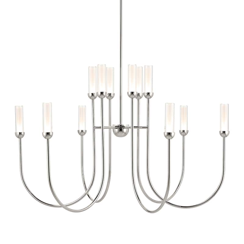 Moraine 40 Inch LED 12 Light 2-Tier Chandelier in Polished Nickel