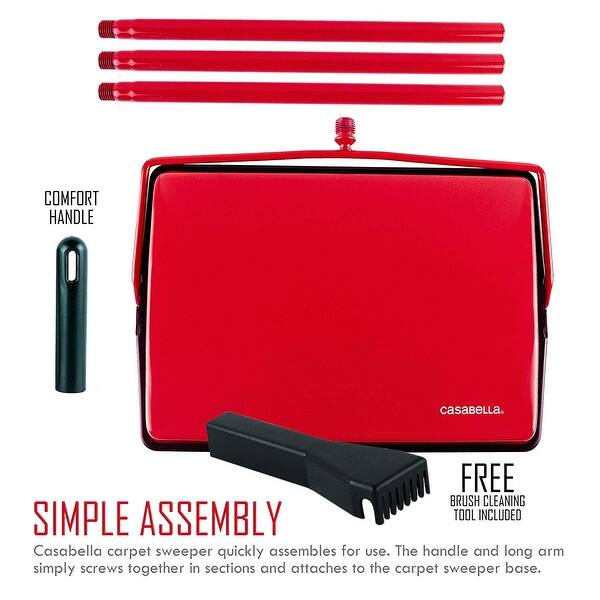 Shop Casabella Carpet Sweeper 11 Inch Wide Lightweight Electrostatic Floor Cleaner Red Overstock 27871038