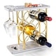 preview thumbnail 1 of 5, Wine Rack with Glass Holder - 13.7"D x 6.2"W x 13.4"H Gold