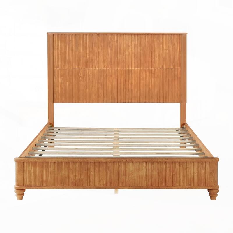 Solid Wood Bed Frame with Tall Headboard