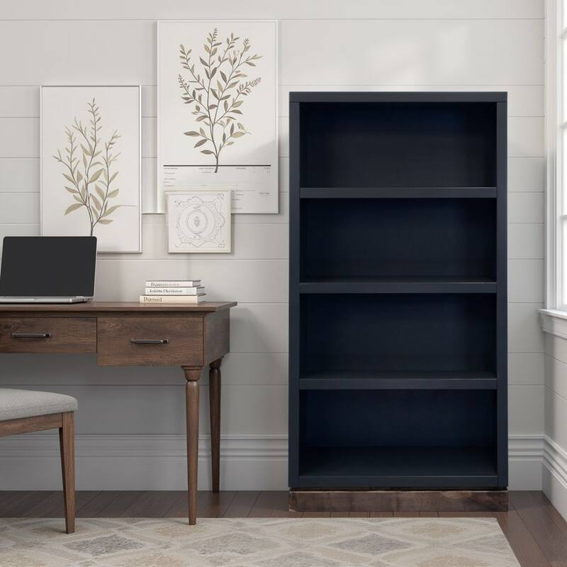 Bridgevine Home Nora Modular 60 inch High Bookshelf, No Assembly Required, Two-Tone Finish