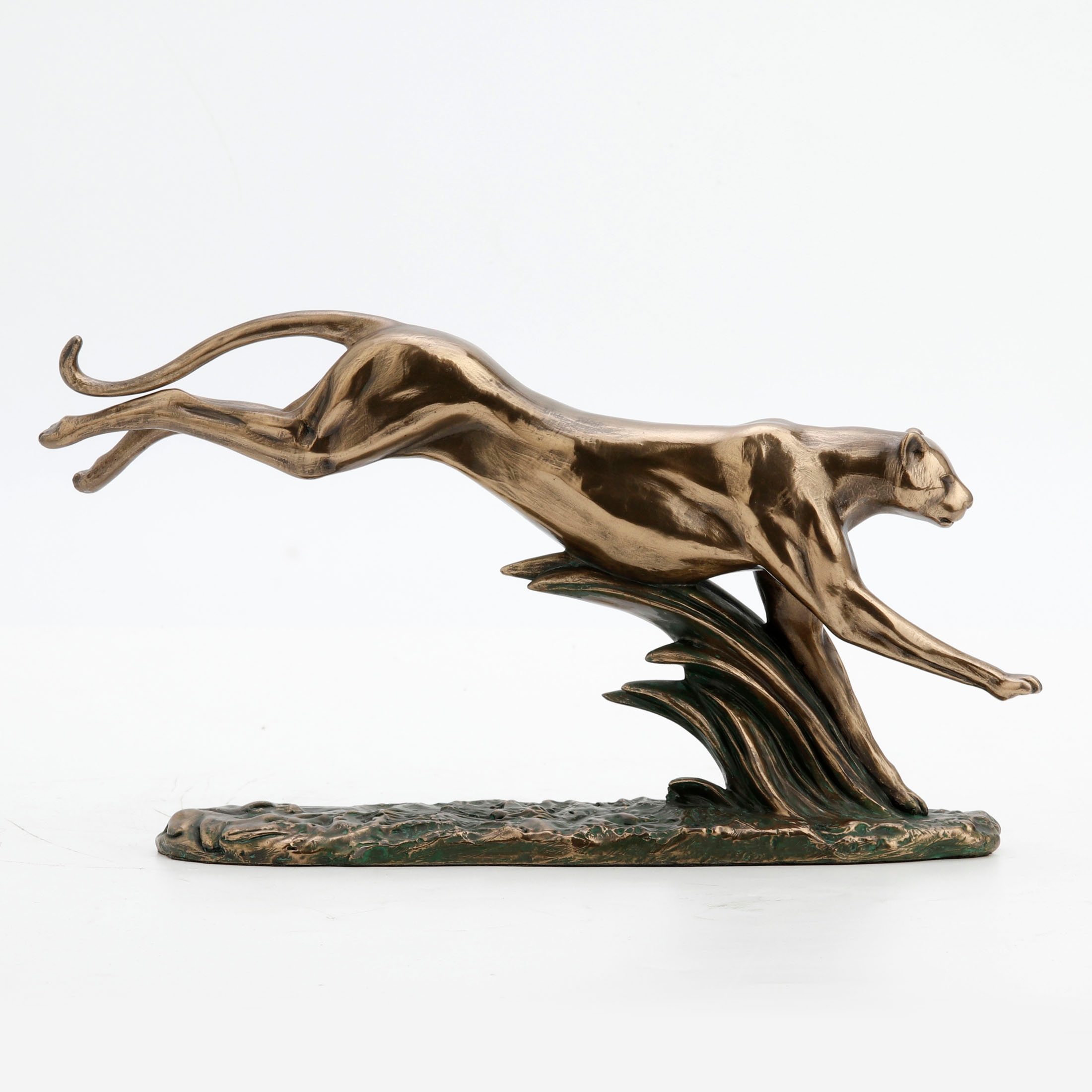 【 美品 】全長53㎝ RUNNING LEOPARD CAST BRONZE 11.61