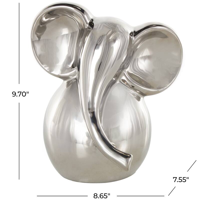 Ceramic Glossy Elephant Decorative Sculpture - Silver or Gold
