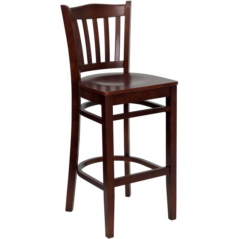 2Pk Vertical Slat Back Wood Restaurant Barstool - Hospitality Seating