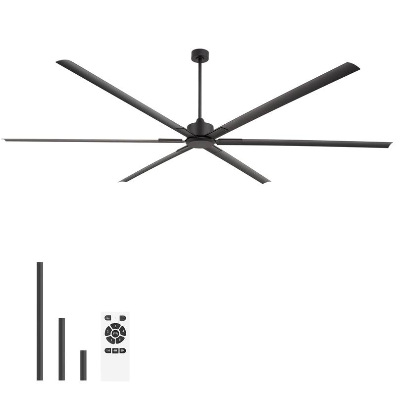 Large 96/120-inch Industrial Ceiling Fan without Light with Remote (6/8-Aluminum Blades)