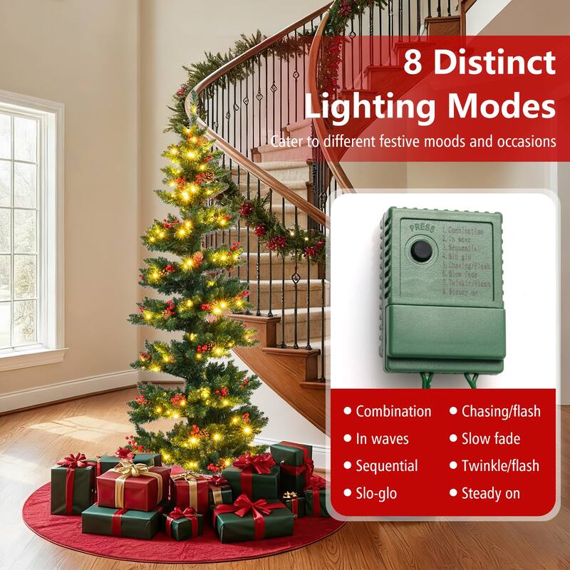 Gymax Pre-Lit Artificial Christmas Tree w/ 791 Branch Tips Warm White