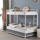 preview thumbnail 21 of 29, Twin Over Twin Bunk Bed with Trundle, Metal Bunk Bed with Two Side Ladder and Guardrails