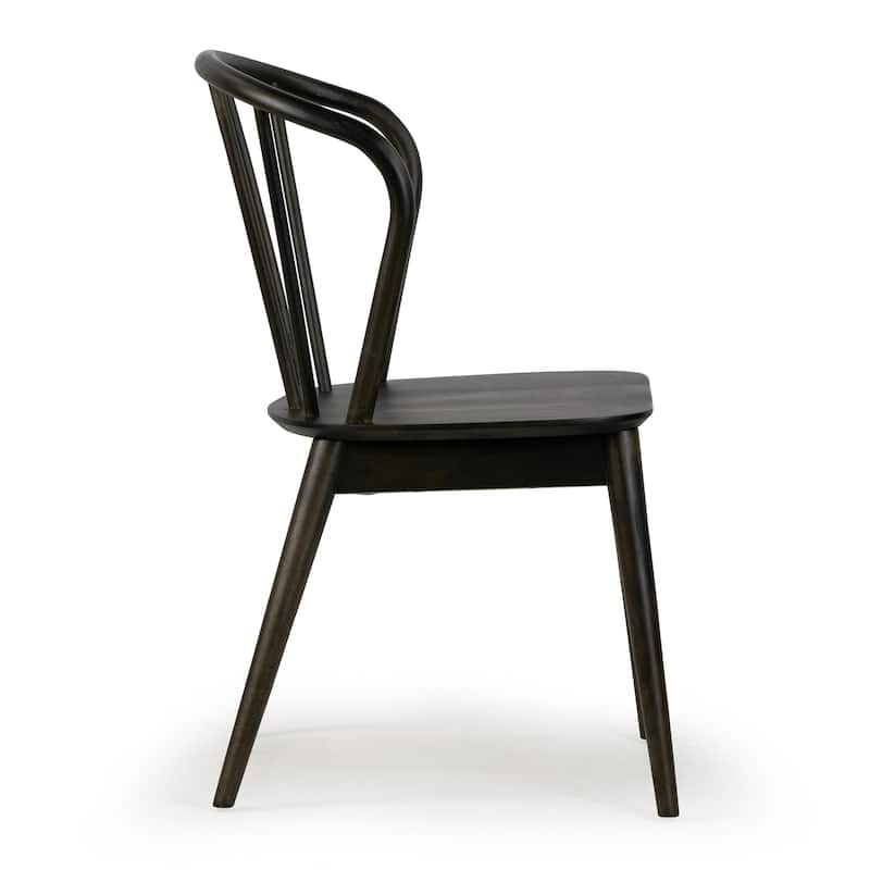 Set of 2 Azure Black Rubberwood Dining Chair with Windsor Back