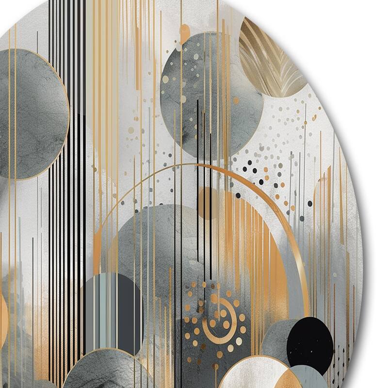 Designart "Abstract Shapes And Lines II" Abstract Marble Metal Round Wall Art