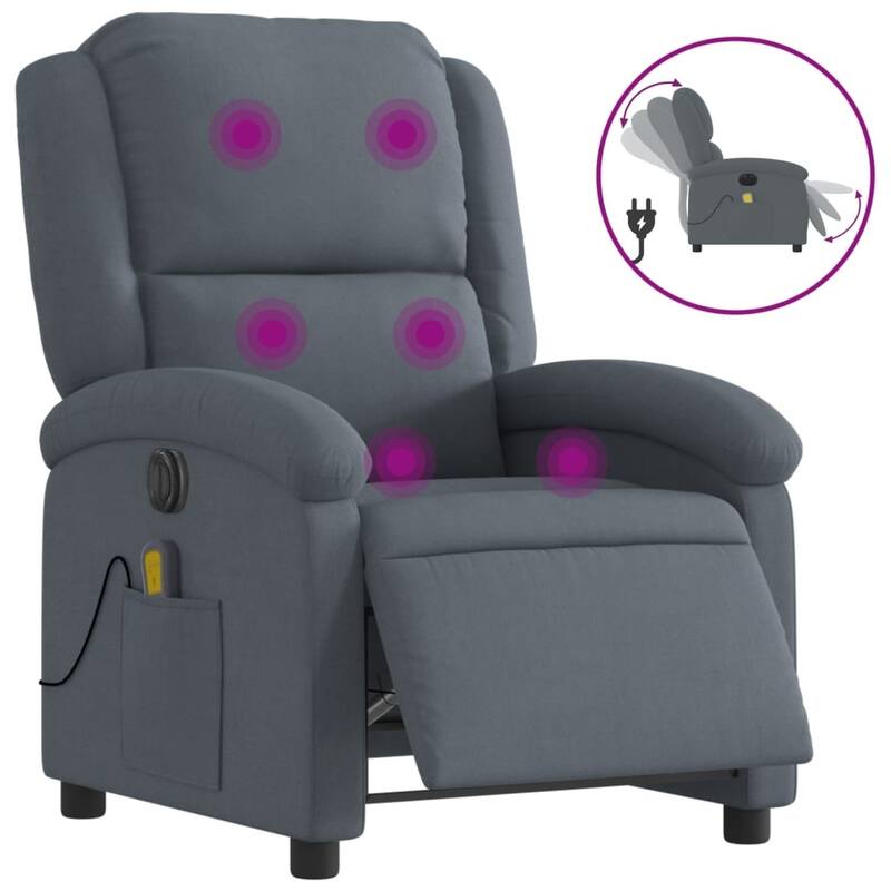 vidaXL Massage Recliner Chair Wingback Reclining Armchair for Elderly Velvet