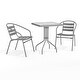 preview thumbnail 15 of 35, 23.5" Square Glass Metal Table with 2 Metal Aluminum Slat Stack Chairs