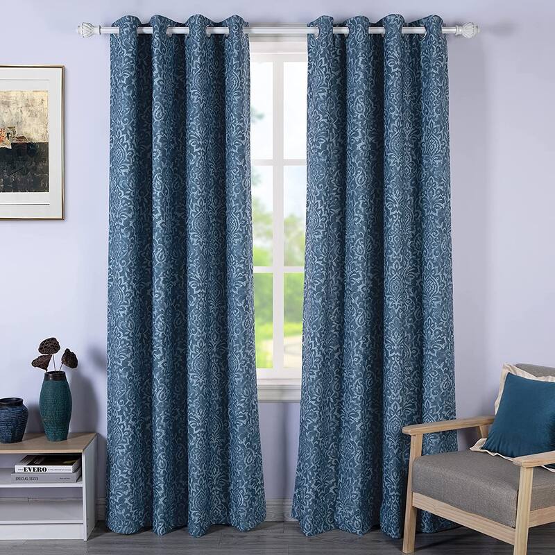 DriftAway Frances Linen Blend Damask Printed Blackout Curtain