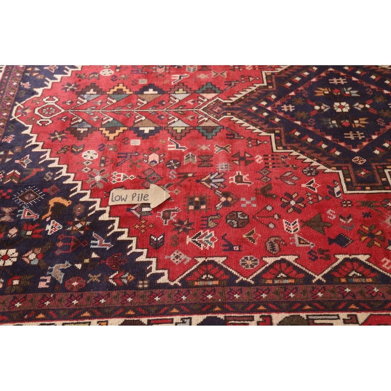 Tribal Shiraz Persian Vintage Rug Living Room Handmade Wool Carpet - 6'7"x 9'10"