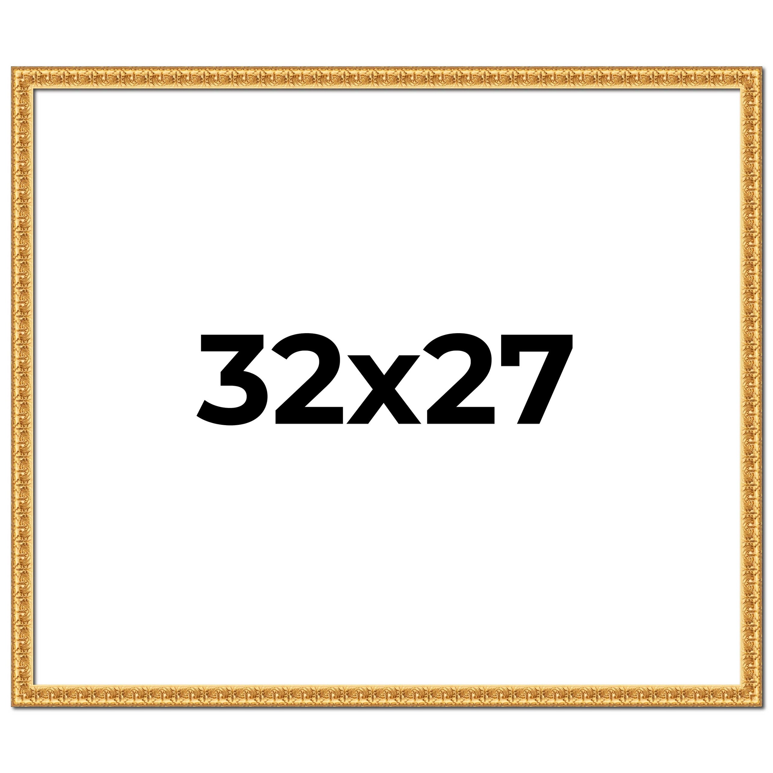 32x27 Frame Gold Real Wood Picture Frame Width 1 inches | Interior