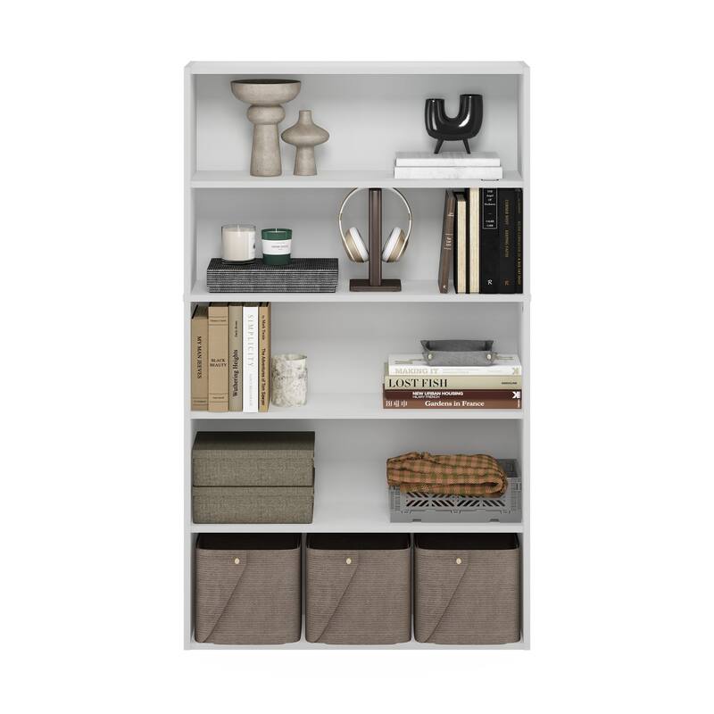 52.68 in. Tall White Wood 5-Shelf Bookcase