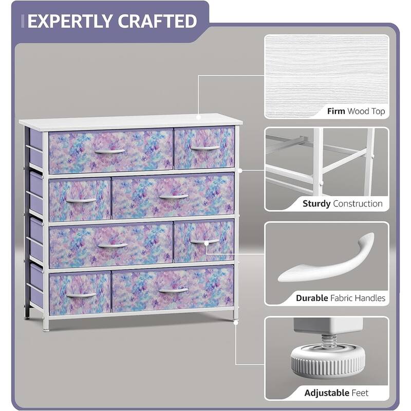 Dresser w/ 8 Drawers Furniture Storage & Night Stand Table for Bedroom