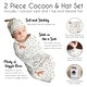 preview thumbnail 6 of 4, Woodland Animal Toile Collection Boy or Girl Baby Cocoon and Beanie Hat Sleep Sack - 2pc Set - Grey Green Forest Bear Deer Fox