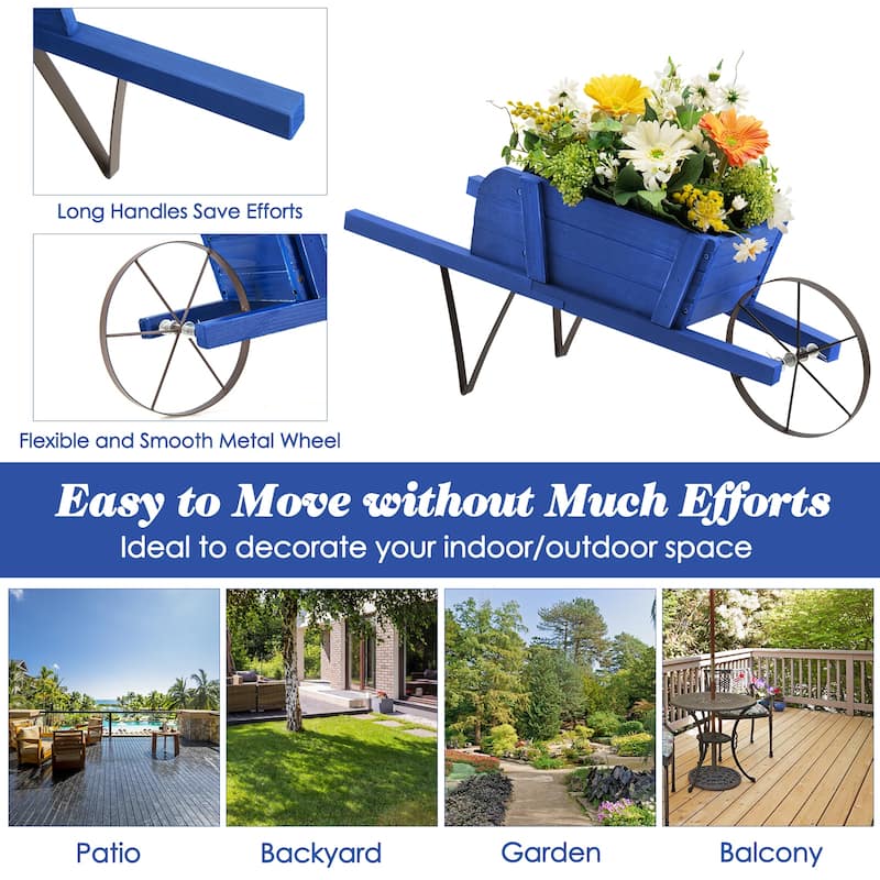 Costway Wooden Wagon Planter Decorative Indoor/Outdoor Rustic Flower - See Details