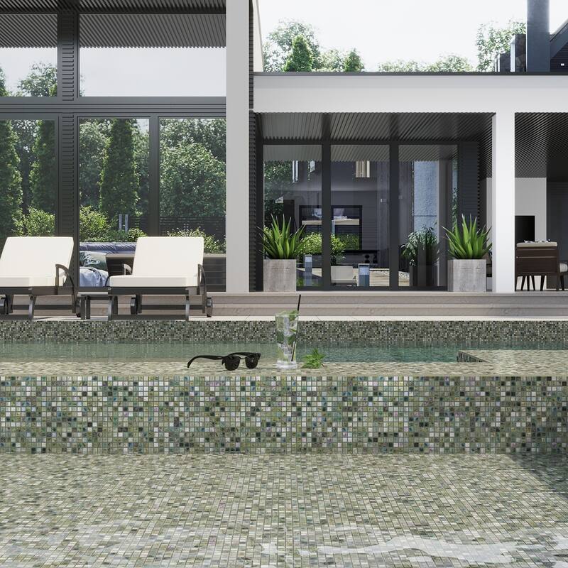 Apollo tile 12" x 12" Mingles Glossy Emerald Green Glass Tile (9.3 sq ft/case) - 10 Pack