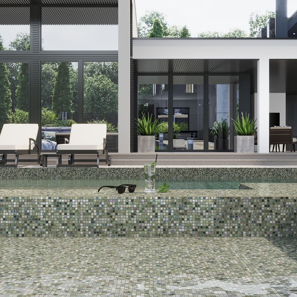 Apollo tile 12" x 12" Mingles Glossy Emerald Green Glass Tile (9.3 sq ft/case) - 10 Pack