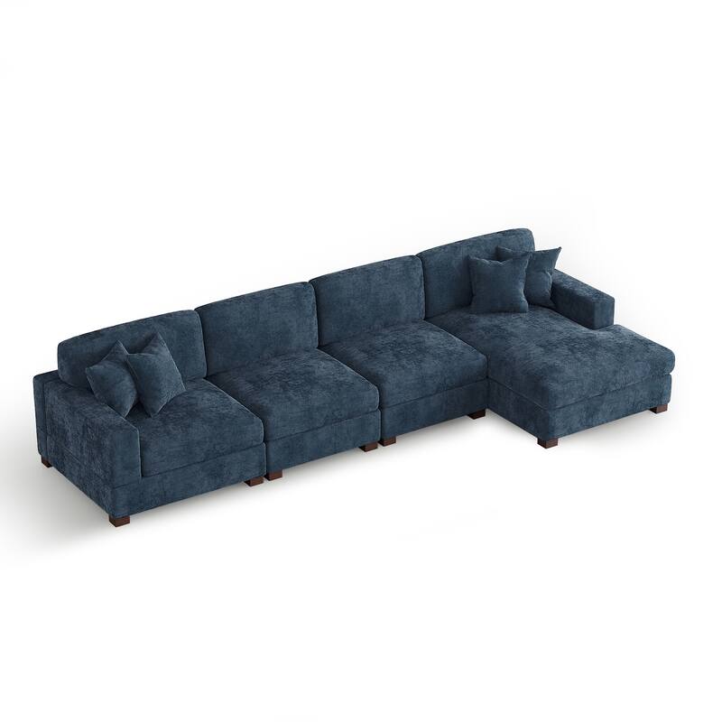 Oversized Modern Chenille L-shape Modular Sectional Sofa with Chaise