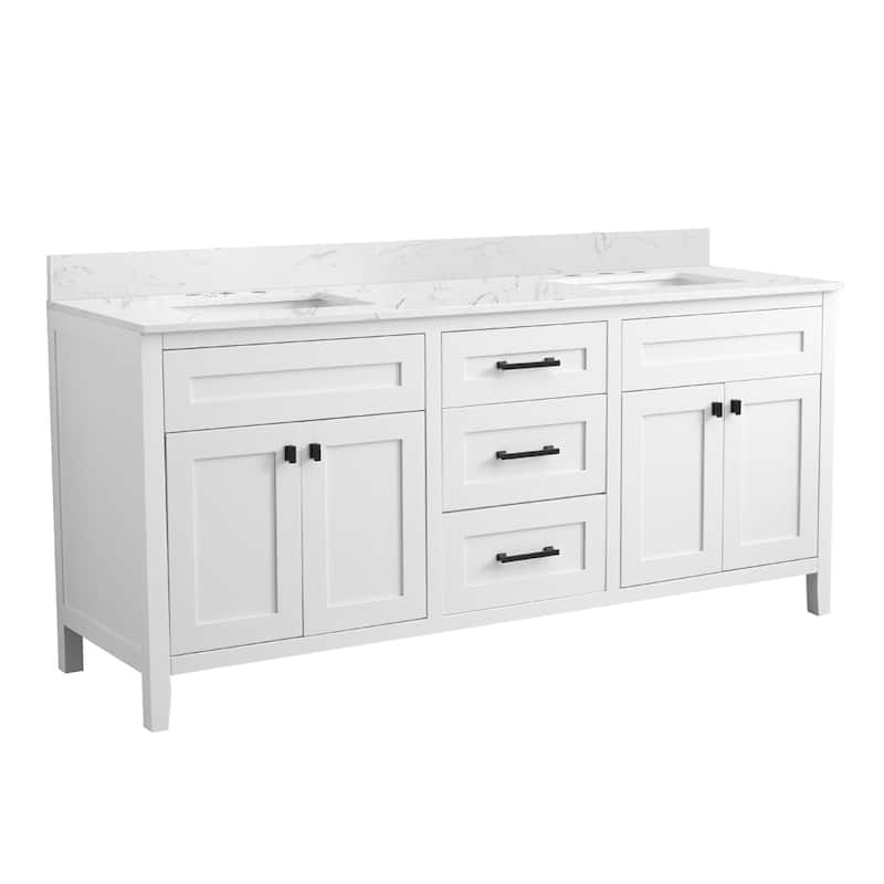 Nephelily 72 inch Bathoom Vanity With Quartz Top, Easy-to-Install