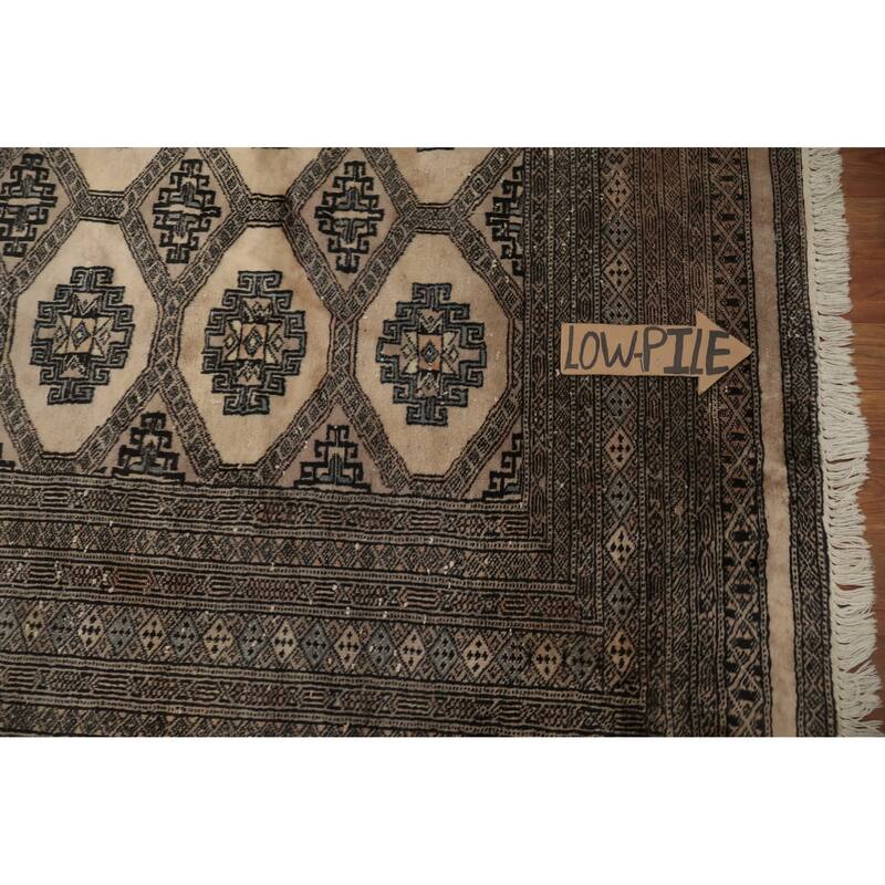 Hand Knotted Oriental 100% Wool Carpet Traditional Geometric Beige & Ivories Bokhara Area Rug - 5' 11'' X 6' 1''