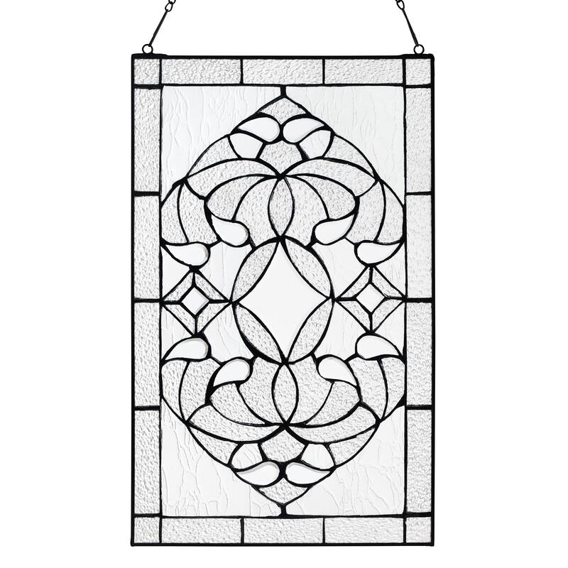 River of Goods 20-Inch Floral Clear Glass Window Panel - 12" x 0.25" x 20" - Clear