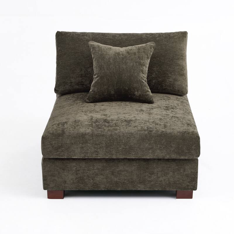 Chenille Upholstered Armless Accent Chair With Plush Cushion