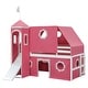 preview thumbnail 4 of 31, Castle Frame Bed Wood Loft Bed Loft Bed Convertible To Mini Playground with Pink Tent and Tower, Child Bed Tent