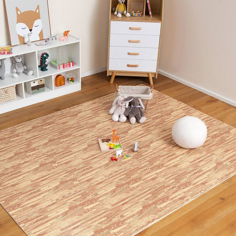 Gymax 12 Pieces EVA Foam Floor Interlocking Tile Mat w/ Natural Wood