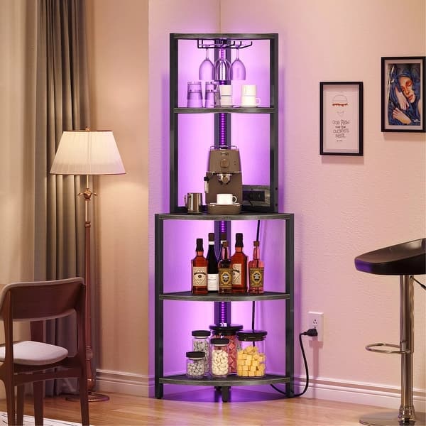 5-Tier Corner Shelf Corner Bookcase Bookshelf Wine Rack Display Rack ...