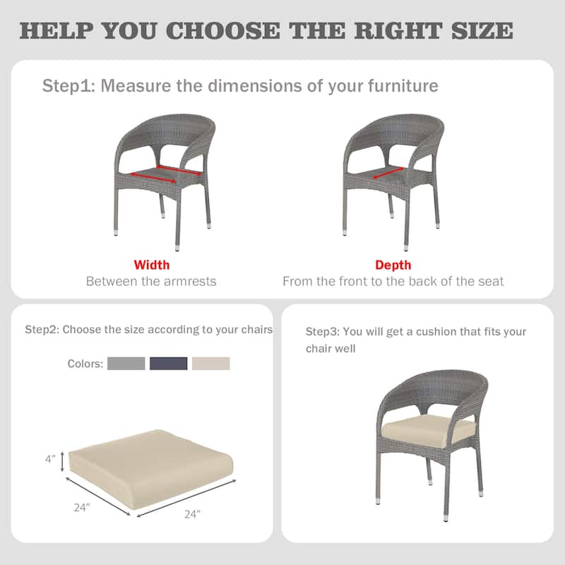 Aoodor Outdoor Removable Chair Cushion with Hidden Zipper（Set of 2）