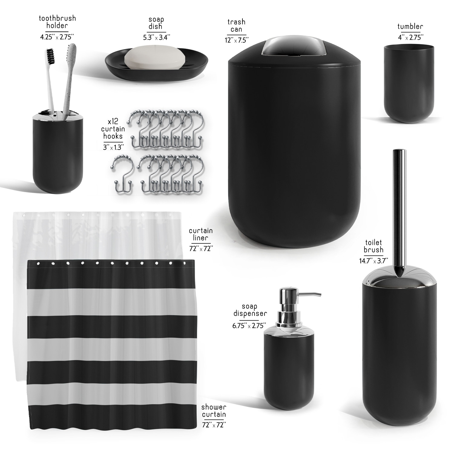 Clara Clark 20-Piece Complete Bathroom Accessories Set with Shower Curtain-image