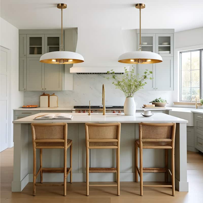 LamQee 20" Pendant Light Metal Dome Ceiling Hanging Chandelier - 19.7 inch