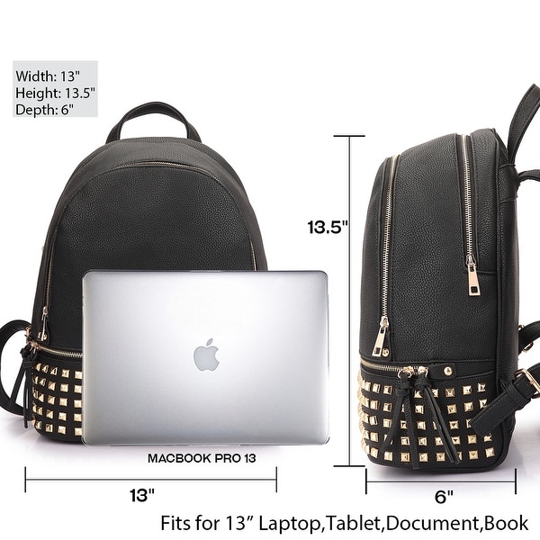 Dasein Women Buffalo Leather Backpack with Studs