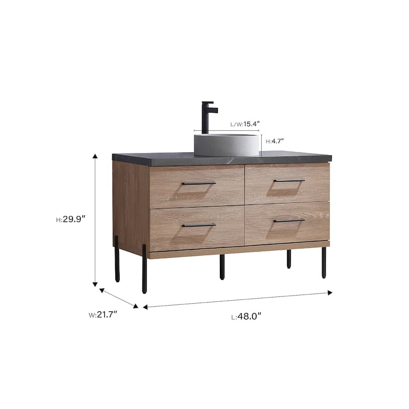 Trento Bath Vanity with Sintered Stone Top with Concrete Sink (C)