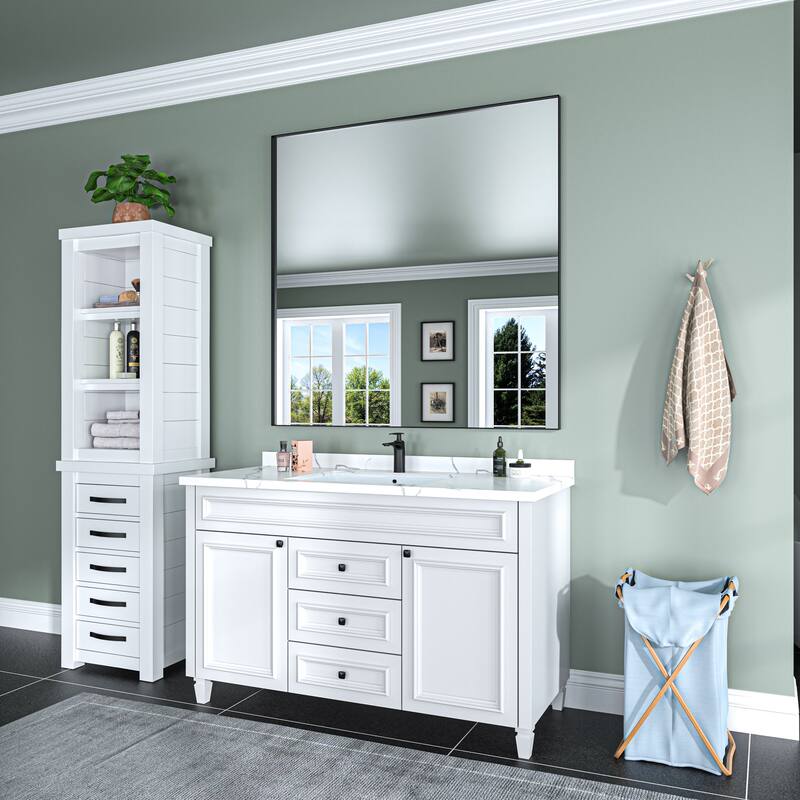 TOOLKISS Aluminum Alloy Round & Right Angle Frame Vanity Mirror