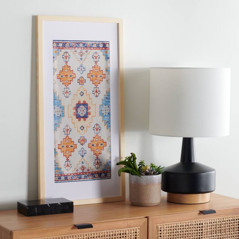 SAFAVIEH Neelu 29-inch Blue/Orange Framed Textile Wall Art