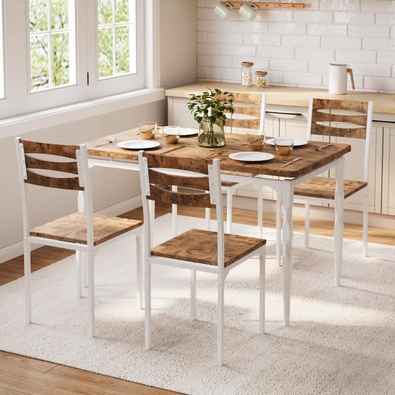 5 Piece Dining Table and Chairs Set for Dining Room Kitchen Apartment - Brown