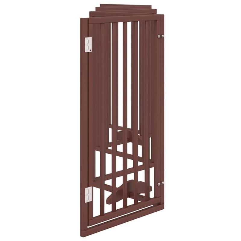 vidaXL Dog Gate Set of 2 Brown Solid Poplar wood 63 in long Foldable