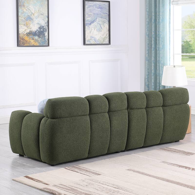 3-Seater Boucle Sofa with Plush Cushions and Marshmallow Curves
