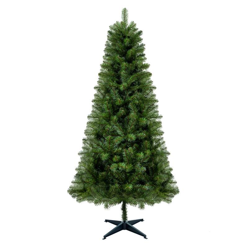 6FT Unlit Artificial Christmas Tree 490 Tips PVC Full Branches Classic Green Plastic Stand Indoor