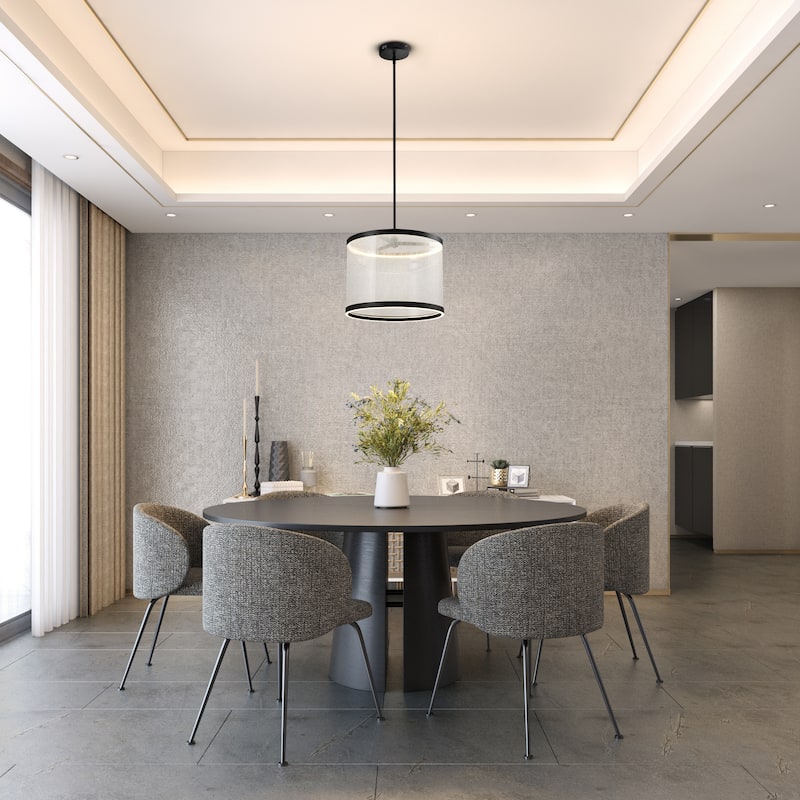 Artcraft Cora Integrated LED Pendant - Black Finish - 13.38" H