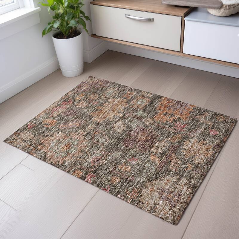 Premium Washable Super Soft Vintage Traditional Mayfield Rug - Brown - 1'8" x 2'6"