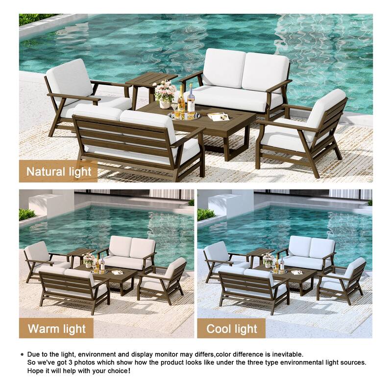 4-Piece Teak Outdoor Conversation Set With 2 Loveseats, Coffee Table & Side Table